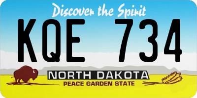 ND license plate KQE734