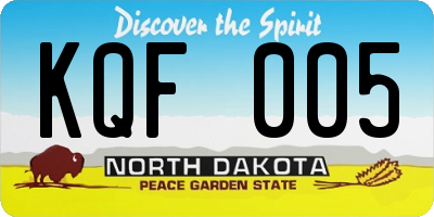 ND license plate KQF005