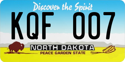 ND license plate KQF007