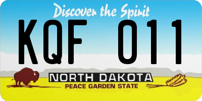 ND license plate KQF011