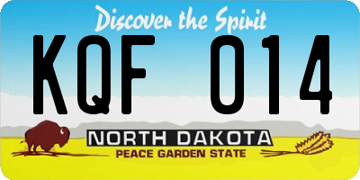 ND license plate KQF014
