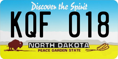 ND license plate KQF018
