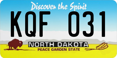 ND license plate KQF031