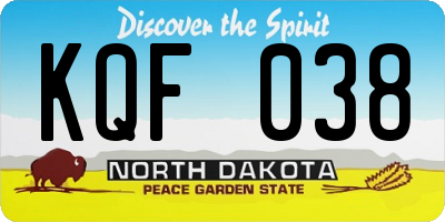ND license plate KQF038