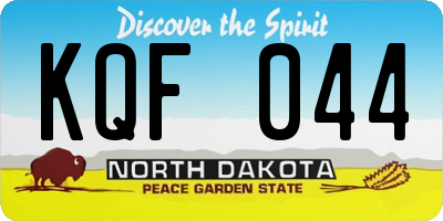 ND license plate KQF044