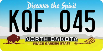 ND license plate KQF045
