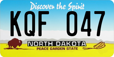 ND license plate KQF047