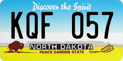 ND license plate KQF057