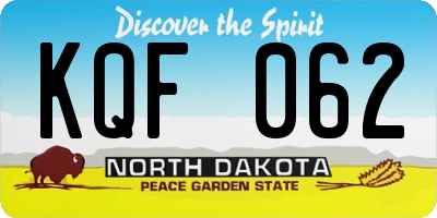 ND license plate KQF062