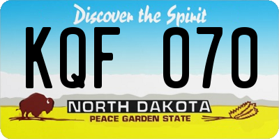 ND license plate KQF070
