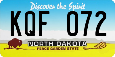 ND license plate KQF072