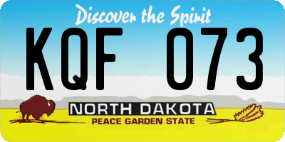 ND license plate KQF073