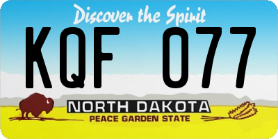 ND license plate KQF077