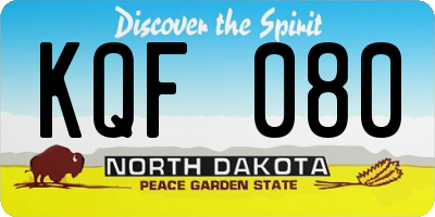 ND license plate KQF080