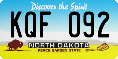 ND license plate KQF092