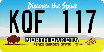 ND license plate KQF117
