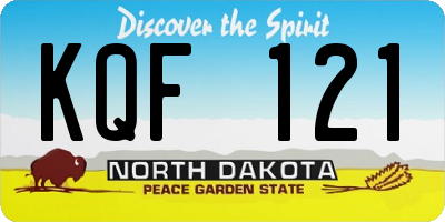 ND license plate KQF121