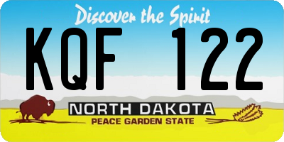 ND license plate KQF122
