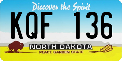 ND license plate KQF136