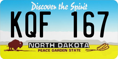 ND license plate KQF167