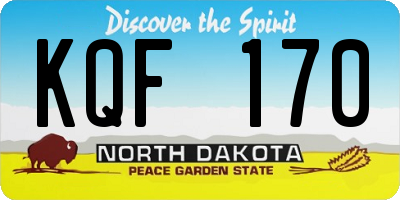 ND license plate KQF170