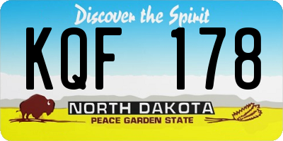ND license plate KQF178