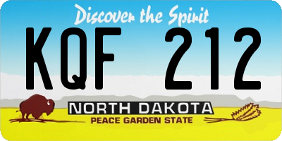 ND license plate KQF212