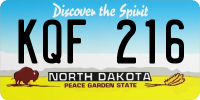 ND license plate KQF216
