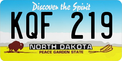 ND license plate KQF219
