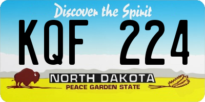 ND license plate KQF224