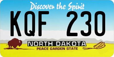 ND license plate KQF230