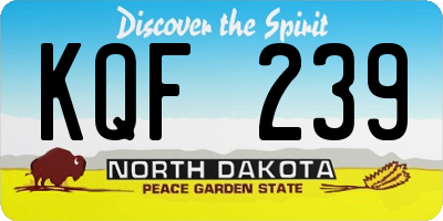 ND license plate KQF239
