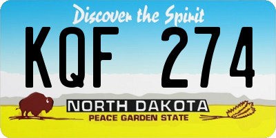 ND license plate KQF274