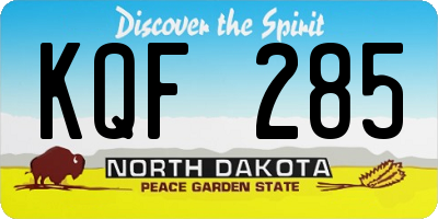 ND license plate KQF285