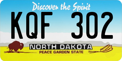 ND license plate KQF302