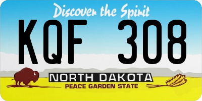 ND license plate KQF308
