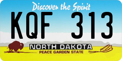 ND license plate KQF313