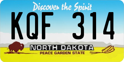 ND license plate KQF314