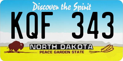 ND license plate KQF343