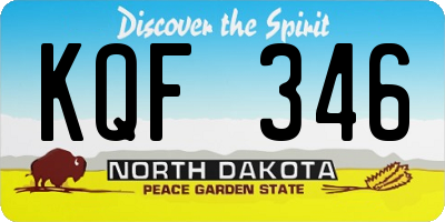 ND license plate KQF346