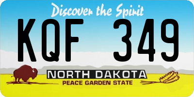 ND license plate KQF349
