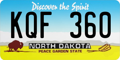 ND license plate KQF360