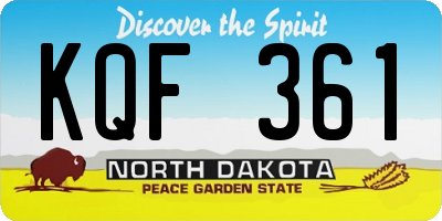 ND license plate KQF361