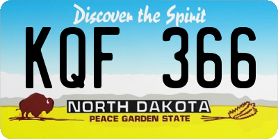 ND license plate KQF366
