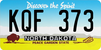 ND license plate KQF373