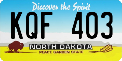 ND license plate KQF403