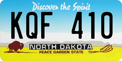 ND license plate KQF410