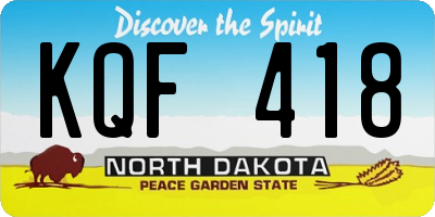 ND license plate KQF418