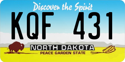 ND license plate KQF431