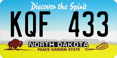 ND license plate KQF433